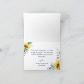 Elegant Sunflower Eucalyptus Rustisch Blue Photo Bedankkaart (Binnen)