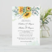Elegant Sunflower Eucalyptus Splash Wedding Kaart (Staand voorkant)