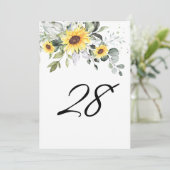 Elegant Sunflower Eucalyptus Table Number Kaart (Staand voorkant)