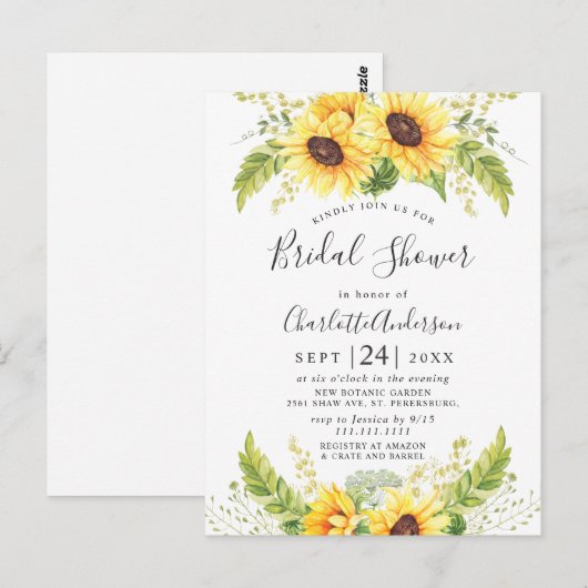 Elegant Sunflower Eucalyptus Vrijgezellenfeest Kaa Briefkaart (Voorkant / Achterkant)