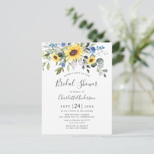 Elegant Sunflower Eucalyptus Vrijgezellenfeest Kaa Briefkaart (Staand voorkant)