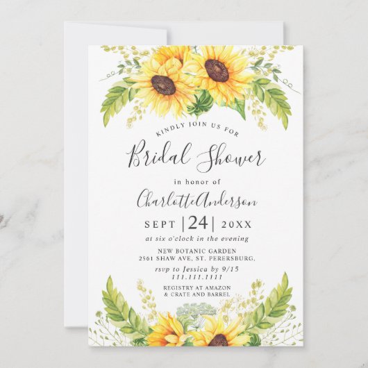 Elegant Sunflower Eucalyptus VRIJGEZELLENFEEST Kaart (Voorkant)