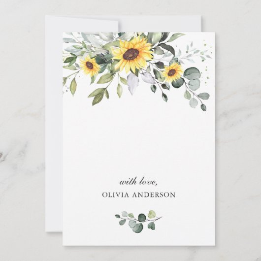 Elegant Sunflower Eucalyptus Vrijgezellenfeest Kaart (Achterkant)