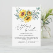 Elegant Sunflower Eucalyptus Vrijgezellenfeest per Kaart (Staand voorkant)