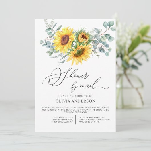 Elegant Sunflower Eucalyptus Vrijgezellenfeest per Kaart (Staand voorkant)