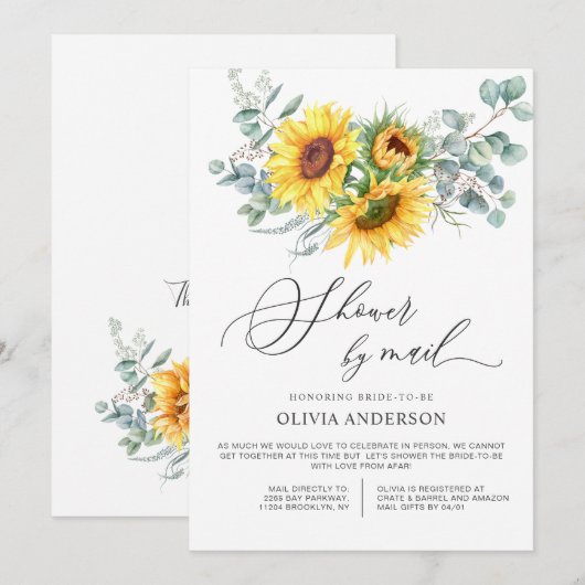 Elegant Sunflower Eucalyptus Vrijgezellenfeest per Kaart (Voorkant / Achterkant)