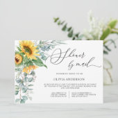 Elegant Sunflower Eucalyptus Vrijgezellenfeest per Kaart (Staand voorkant)