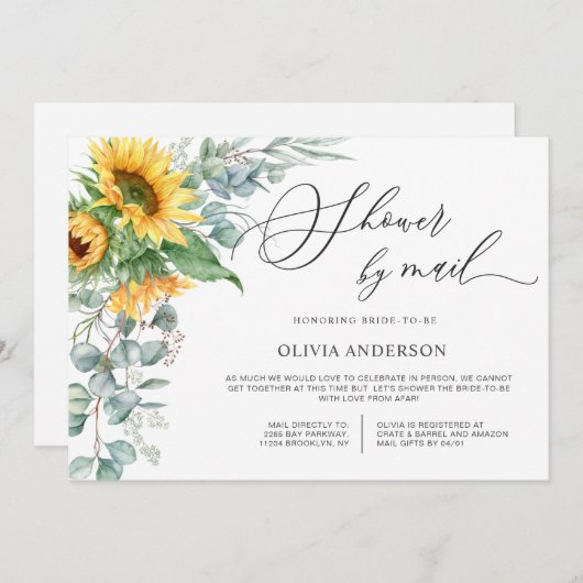 Elegant Sunflower Eucalyptus Vrijgezellenfeest per Kaart (Voorkant / Achterkant)