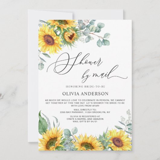 Elegant Sunflower Eucalyptus Vrijgezellenfeest per Kaart (Voorkant)