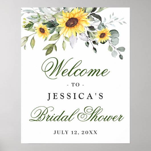 Elegant Sunflower Eucalyptus Vrijgezellenfeest Pos Poster (Voorkant)