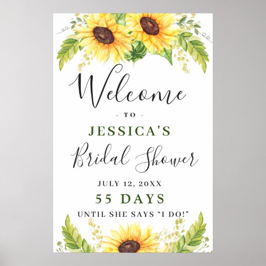 Elegant Sunflower Eucalyptus Vrijgezellenfeest Poster (Voorkant)