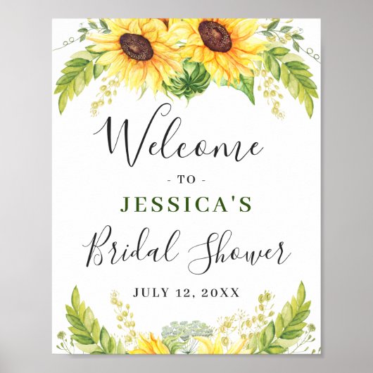 Elegant Sunflower Eucalyptus Vrijgezellenfeest Poster (Voorkant)