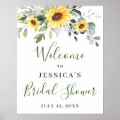 Elegant Sunflower Eucalyptus Vrijgezellenfeest Poster (Voorkant)