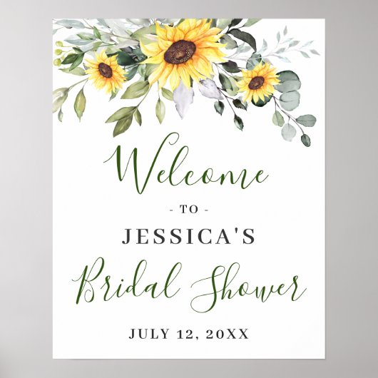 Elegant Sunflower Eucalyptus Vrijgezellenfeest Poster (Voorkant)