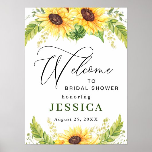 Elegant Sunflower Eucalyptus Vrijgezellenfeest Poster (Voorkant)