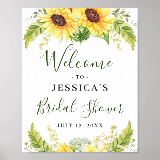 Elegant Sunflower Eucalyptus Vrijgezellenfeest Poster (Voorkant)