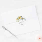 Elegant Sunflower Eucalyptus Waterverf Foliage Ronde Sticker (Envelop)