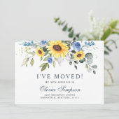 Elegant Sunflower Eucalyptus Waterverf Moving Aankondiging (Staand voorkant)