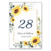 Elegant Sunflower Eucalyptus Waterverf Wedding T Kaart (Achterkant)