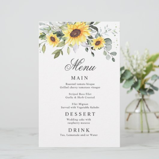 Elegant Sunflower Eucalyptus Weddenschap (Staand voorkant)