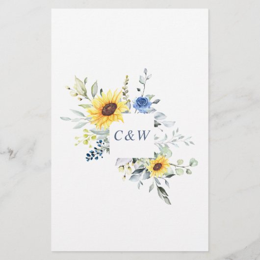 Elegant Sunflower Eucalyptus Weddenschap (Achterkant)