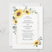 Elegant Sunflower Eucalyptus Weddenschap Foto QR c Kaart (Voorkant)