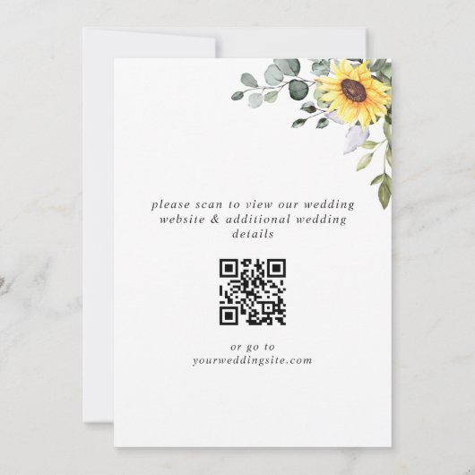 Elegant Sunflower Eucalyptus Weddenschap QR Code Save The Date (Achterkant)