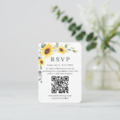 Elegant Sunflower Eucalyptus Weddenschap QR RSVP Informatiekaartje (Staand voorkant)