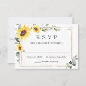 Elegant Sunflower Eucalyptus Weddenschap RSVP Kaartje (Voorkant)