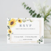Elegant Sunflower Eucalyptus Weddenschap RSVP Kaartje (Staand voorkant)