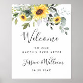 Elegant Sunflower Eucalyptus Weddenschap Welkom Poster (Voorkant)