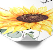 Elegant Sunflower Eucalyptus Weddenschap Welkom Poster (Hoek)