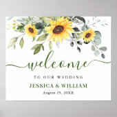 Elegant Sunflower Eucalyptus Weddenschap Welkomstb Poster (Voorkant)