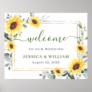 Elegant Sunflower Eucalyptus Weddenschap Welkomstb Poster