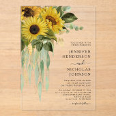 Elegant Sunflower Eucalyptus Wedding Acryl Uitnodigingen (Voorkant)