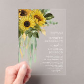 Elegant Sunflower Eucalyptus Wedding Acryl Uitnodigingen (Insitu (Draagbaar))