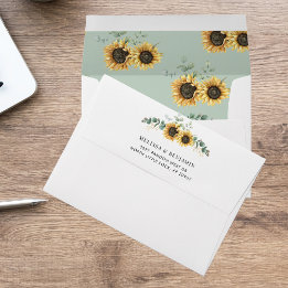 Elegant Sunflower Eucalyptus Wedding Envelop