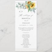 Elegant Sunflower Eucalyptus Wedding Programmakaart (Voorkant)