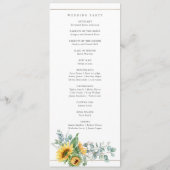 Elegant Sunflower Eucalyptus Wedding Programmakaart (Achterkant)