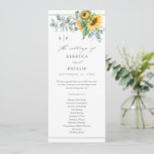 Elegant Sunflower Eucalyptus Wedding Programmakaart (Staand voorkant)