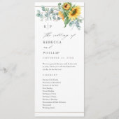 Elegant Sunflower Eucalyptus Wedding Programmakaart (Voorkant)