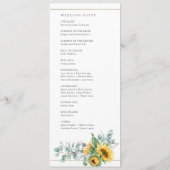 Elegant Sunflower Eucalyptus Wedding Programmakaart (Achterkant)