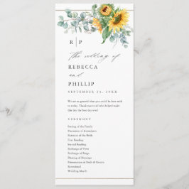 Elegant Sunflower Eucalyptus Wedding Programmakaart