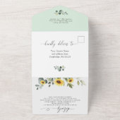 Elegant Sunflower Eucalyptus Wedding QR code All In One Uitnodiging (Buitenkant)