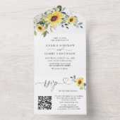 Elegant Sunflower Eucalyptus Wedding QR code All In One Uitnodiging (Binnen)