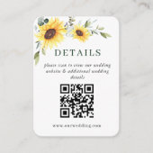 Elegant Sunflower Eucalyptus Wedding QR DETAILS Informatiekaartje (Voorkant)