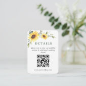 Elegant Sunflower Eucalyptus Wedding QR DETAILS Informatiekaartje (Staand voorkant)