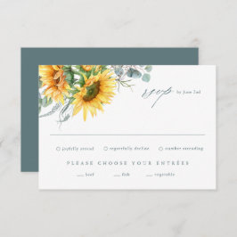 Elegant Sunflower Eucalyptus Wedding RSVP Kaart