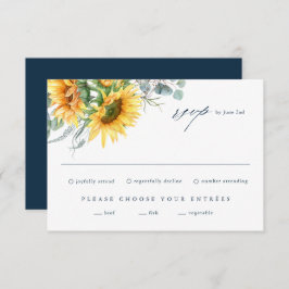 Elegant Sunflower Eucalyptus Wedding RSVP Kaart