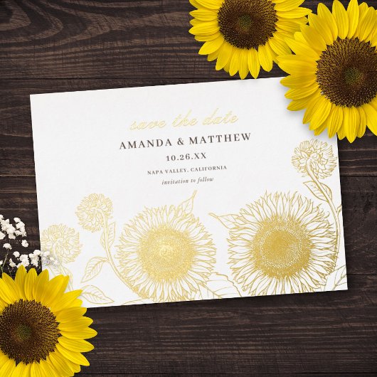 Elegant Sunflower Fall Weddenschap Save the Date R Folie Uitnodiging